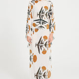 Printed Maxi Dress With Cut Out And Gold Accessory Details