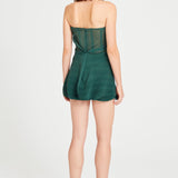 Strapless Baloon Mini Dress With Deep V Cut And See-Through Waist Details