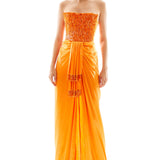 Strapless Satin Maxi Dress