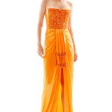 Strapless Satin Maxi Dress