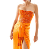 Strapless Satin Maxi Dress