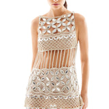 Hand Embroidered Crystal Embellishement Mini Dress with Hologram Details