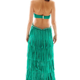 Crushed Chifffon Lazer Cut Maxi Dress with Cutout Details