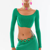 Knit Mini Skirt With Circle Cutout On Waist