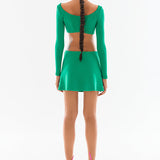 Knit Mini Skirt With Circle Cutout On Waist