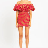Off the Shoulder Ruffled Mini Dress