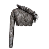 Asymmetric Lace Top with Ruffles
