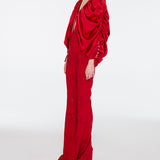 Beaded Satin Bodysuit Blouse