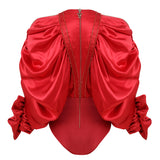 Beaded Satin Bodysuit Blouse