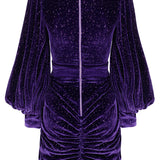 Velvet Glitter Draped Mini Dress