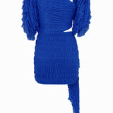 Drapped Cut Out Ruffled Mini Dress