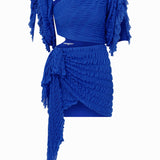 Drapped Cut Out Ruffled Mini Dress