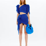 Drapped Cut Out Ruffled Mini Dress