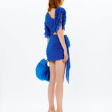 Drapped Cut Out Ruffled Mini Dress