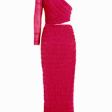 Shouldered Cut Out Midi Dress With High Slit