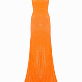 Sequined Halter Neck Maxi Dress With Chain Detail