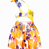 Patterned One Shouldered Cutout Mini Dress