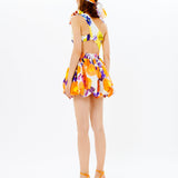 Patterned One Shouldered Cutout Mini Dress