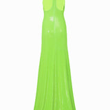 Sequined Halter Neck Maxi Dress With Chain Detail