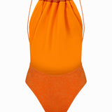 Glittered Halter Neck Swimsuit With Chain Belt Detail