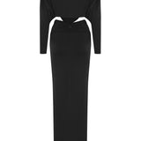 Black Jersey Maxi Dress With Crystal Stone Detail