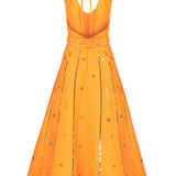 Ruffle Neck Midi Dress with Belt Details