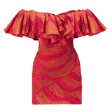 Off the Shoulder Ruffled Mini Dress