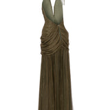 Tulle Maxi Dress with Deep Decolette and Drape Details