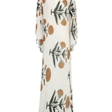 Printed Maxi Dress With Cut Out And Gold Accessory Details