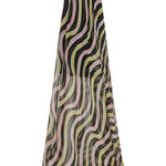 Amazonica Chiffon Wavy Striped Maxi Dress with Black Sequin Details