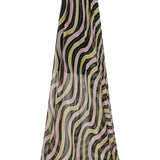 Amazonica Chiffon Wavy Striped Maxi Dress with Black Sequin Details