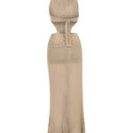 Beige Crochet Halter Neck Midi Dress with Cutout Lace Details