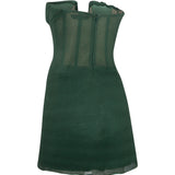 Strapless Baloon Mini Dress With Deep V Cut And See-Through Waist Details