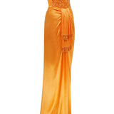 Strapless Satin Maxi Dress