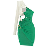 One Sleeve Buzi Mini Dress with Cutout Details