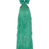 Crushed Chifffon Lazer Cut Maxi Dress with Cutout Details