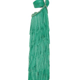 Crushed Chifffon Lazer Cut Maxi Dress with Cutout Details