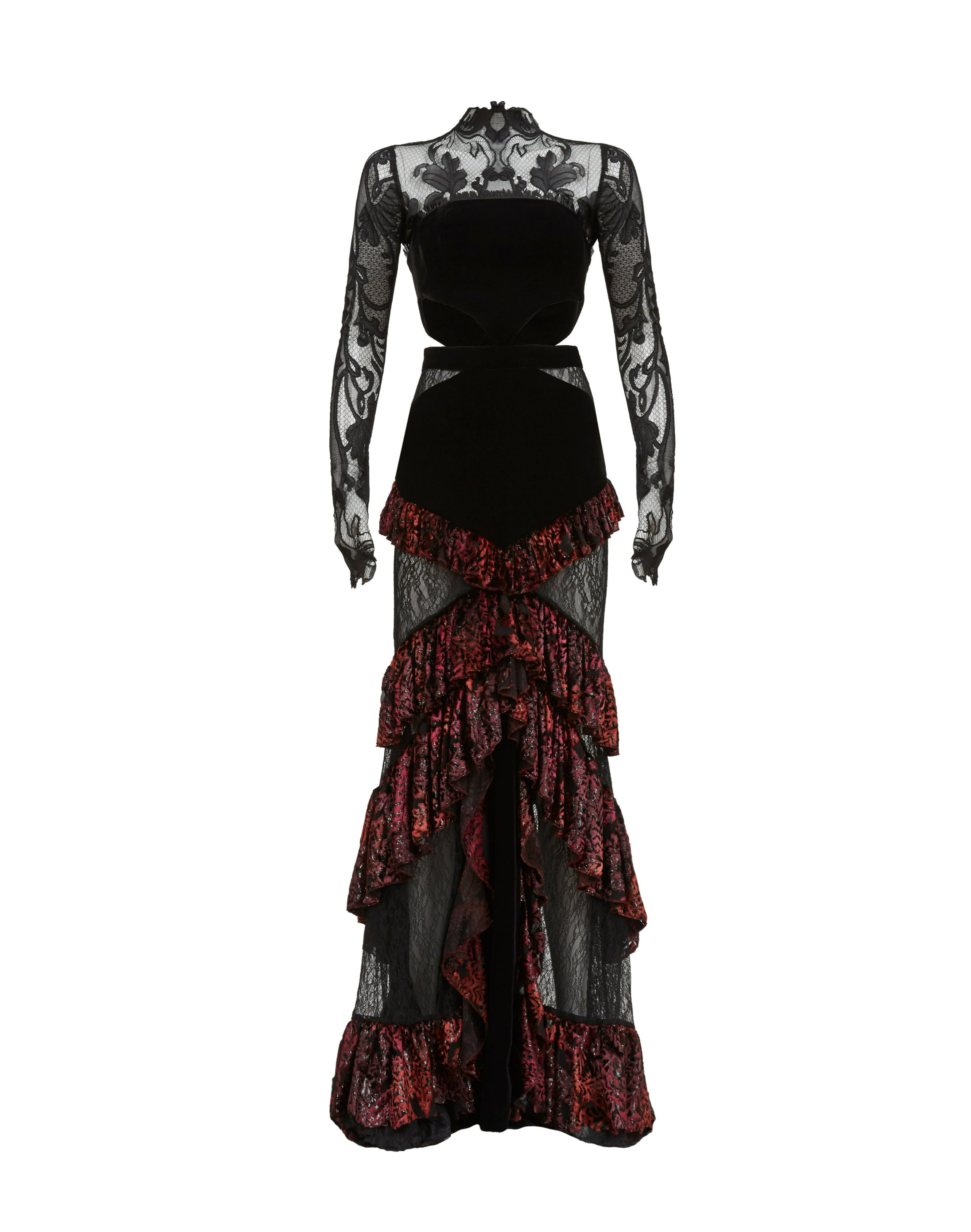 Lace Black and Red Maxi Dress – RAISA VANESSA