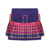 Pleated Wavy Jacquard Mini Skirt with Knit Belt