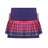 Pleated Wavy Jacquard Mini Skirt with Knit Belt