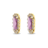 Gold Metal Earrings with Pink Stones and Crystal Halo