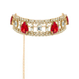Gold Crystal Choker with Red Stones