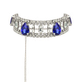 Silver Crystal Choker with Sapphire Stones