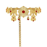 Gold Metal Belt with Red Stones