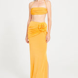 Orange Bustier Top With Drape Details