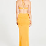 Orange Bustier Top With Drape Details