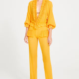 Orange Pants With Ruffle Details