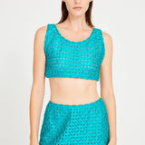 Emerald Crop Top With Embroidery Details