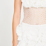 White Mini Dress With Lace And Flower Details