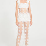 White Tulle Dress With Beaded Flower Details